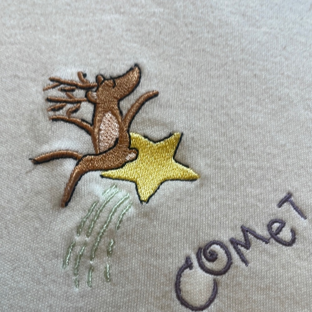 Pottery Barn Kids Turtleneck white Christmas Comet reindeer star 100% cotton 10